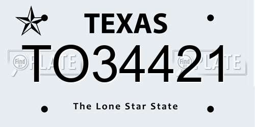 TO34421 Texas License Plate