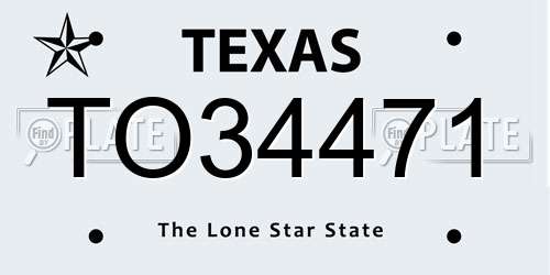 TO34471 Texas License Plate