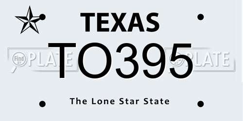 TO395 Texas License Plate