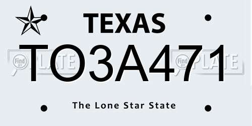 TO3A471 Texas License Plate