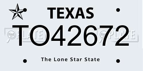 TO42672 Texas License Plate