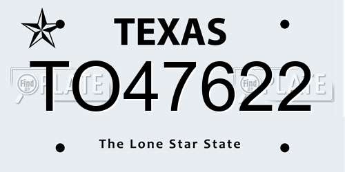 TO47622 Texas License Plate