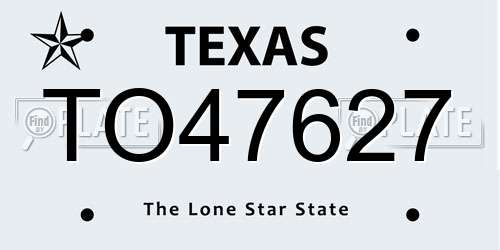 TO47627 Texas License Plate