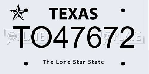 TO47672 Texas License Plate