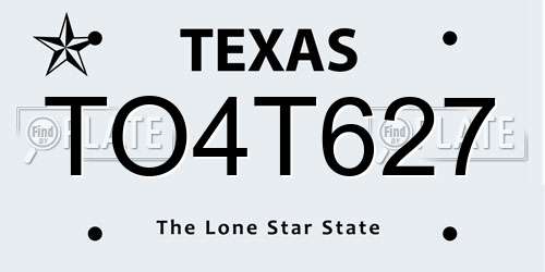 TO4T627 Texas License Plate