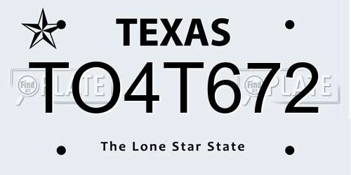 TO4T672 Texas License Plate
