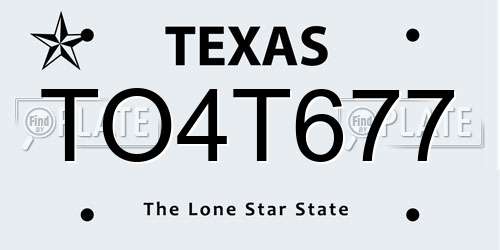 TO4T677 Texas License Plate
