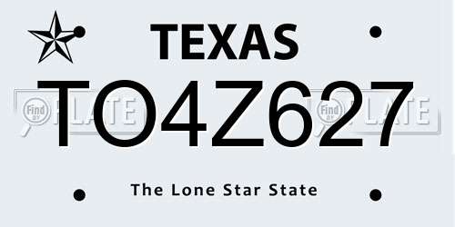 TO4Z627 Texas License Plate