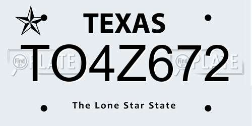 TO4Z672 Texas License Plate