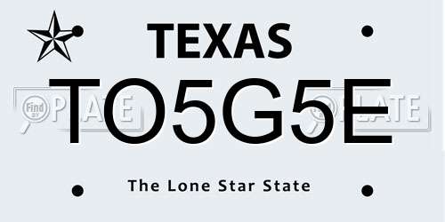 TO5G5E Texas License Plate