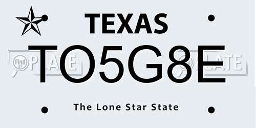 TO5G8E Texas License Plate