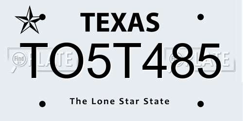 TO5T485 Texas License Plate