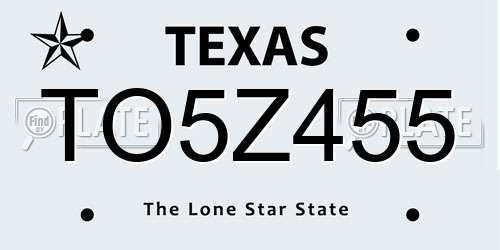 TO5Z455 Texas License Plate