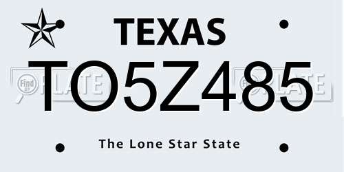 TO5Z485 Texas License Plate