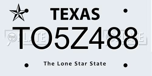 TO5Z488 Texas License Plate