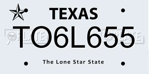 TO6L655 Texas License Plate
