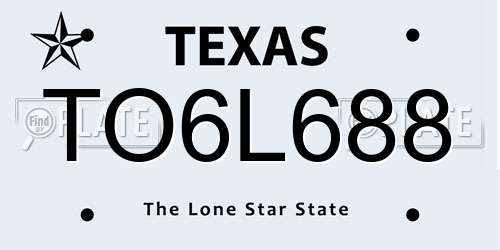 TO6L688 Texas License Plate