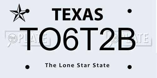 TO6T2B Texas License Plate