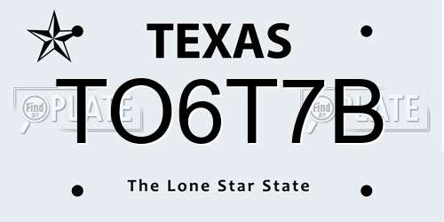 TO6T7B Texas License Plate