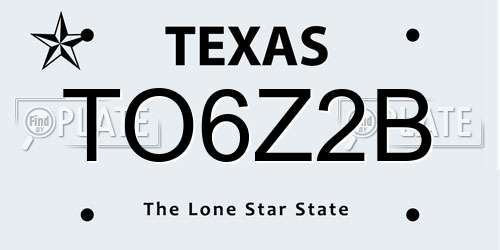 TO6Z2B Texas License Plate