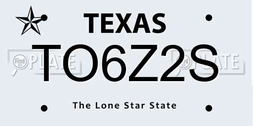 TO6Z2S Texas License Plate