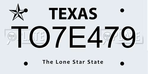 TO7E479 Texas License Plate