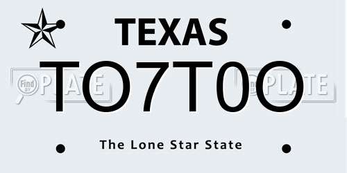 TO7T0O Texas License Plate
