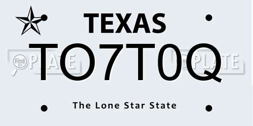 TO7T0Q Texas License Plate