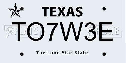TO7W3E Texas License Plate