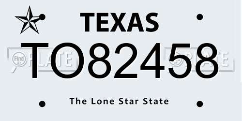 TO82458 Texas License Plate