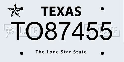 TO87455 Texas License Plate