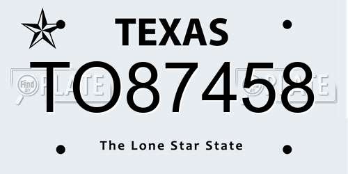 TO87458 Texas License Plate
