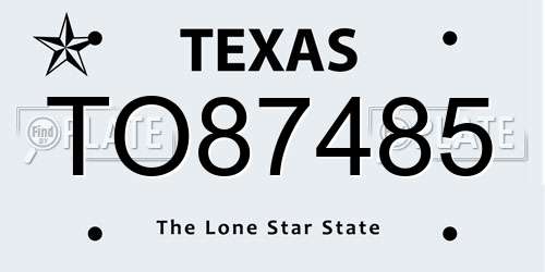 TO87485 Texas License Plate