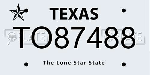 TO87488 Texas License Plate