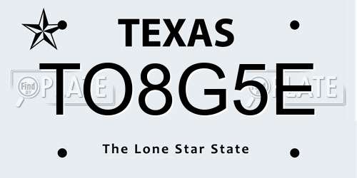 TO8G5E Texas License Plate