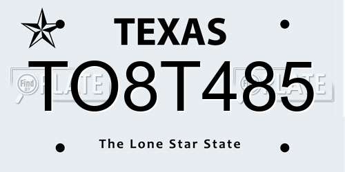 TO8T485 Texas License Plate