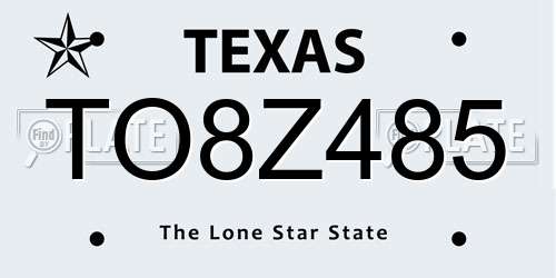 TO8Z485 Texas License Plate