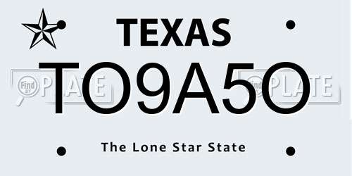 TO9A5O Texas License Plate