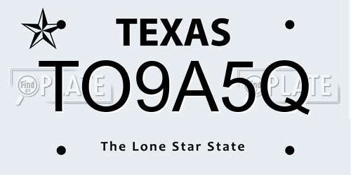 TO9A5Q Texas License Plate