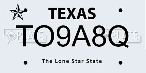 TO9A8Q Texas License Plate