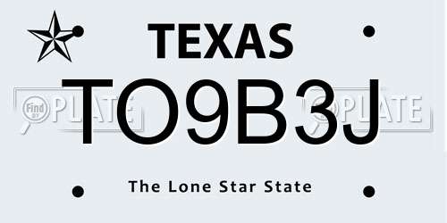 TO9B3J Texas License Plate