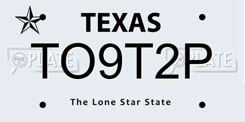 TO9T2P Texas License Plate