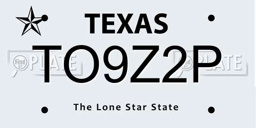 TO9Z2P Texas License Plate