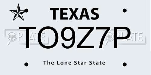 TO9Z7P Texas License Plate