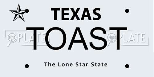 TOAST Texas License Plate