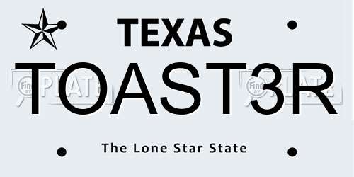 TOAST3R Texas License Plate