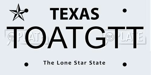 TOATGTT Texas License Plate