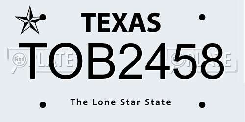 TOB2458 Texas License Plate