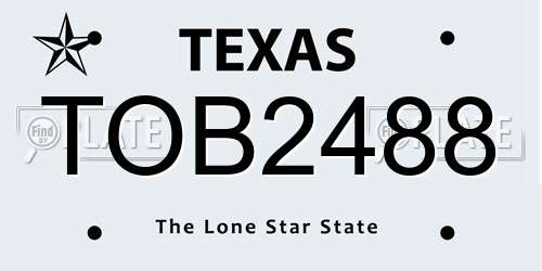 TOB2488 Texas License Plate