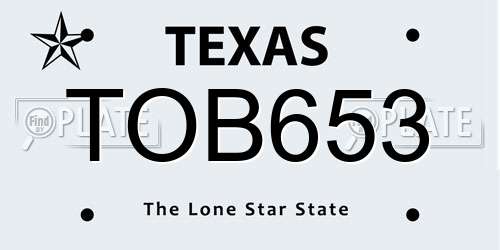 TOB653 Texas License Plate